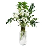 Artificial Flower Arrangement 75cm White Starflower Display with Ombre Glass Vase