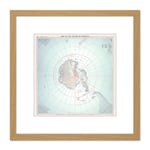 Antarctic Regions 1962 Map 8X8 Inch Square Wooden Framed Wall Art Print Picture with Mount