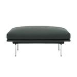 Muuto - Outline Pouf / Polished Aluminium Base Twill Weave 990 - Fotpallar - Metall/Textilmaterial