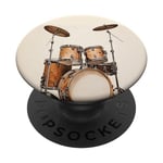 Vintage Drum Set Drawing Watercolor on White Background PopSockets Swappable PopGrip