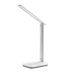 Vortex LED Desk Lamp, Eye-Caring Table Lamps, Step Less Dimmable Office or Study Lamp with USB Charging Port, Touch Control,Wireless Output Power 10W,3 Colors Temperature Options(White)