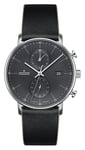 Junghans 41/4876.00 Men's Form C Chronoscope Black Leather Watch