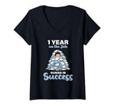 Womens 1 Year on the Job Buried in Success 1st Work Anniversary V-Neck T-Shirt