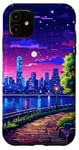 iPhone 11 New York City Evening Synthwave Retro Pixel Art Case
