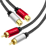 2RCA Male to 2RCA Female Cable 6m,Yeung Qee RCA Extension Cable Nylon braid 2 RCA Male to 2 RCA Female Stereo Audio Extension Cable (6M)