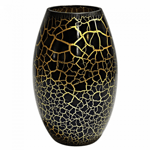 Nybro Glasbruk Croco Vas 26x16 cm svart/guld