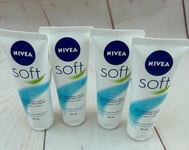 Nivea Soft Face Body Hands Refreshingly Moisturising Cream 4x 75 ml
