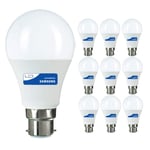 10 Pack - Samsung LED 9W GLS A58 Lamp Bulb BC B22 | 60W Equivalent | 4000k Day White (Cool White) | 200° Beam Angle | 806 Lumen | 30,000 Hours Extreme Long Life | 80+ CRI | Commercial Grade Chip