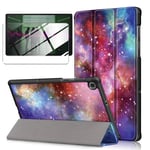 LJSM Case + Screen Protector for Lenovo Tab M10 FHD Plus 10.3" TB-X606F / TB-X606X - Tempered Film, Ultra Thin with Stand Function Slim PU Leather Smart Cover Skin - Milky Way