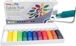 Pentel Ffpc1-12, Svart, Blå, Brun, Grön, Lime, Magenta, Navy, Ocker, Orange, Röd, Vit, Gul, Röd, Vit, Gul, Textilfärg, 6 Ml, 12 St |