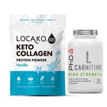 Keto Collagen Powder Protein Shake Vanilla 300G + PHD L-Carnitine Caps DATE 9/22