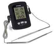 Levenhuk Wezzer Cook MT60 Easy to Use Cooking Temperature Unit with Timer and 2 Thermoprobes on Long Flexible Wire Cables