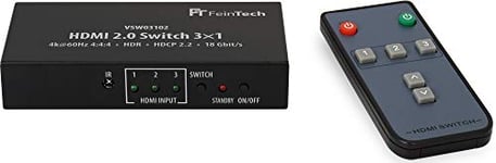 FeinTech VSW03102 Switch HDMI 2.0 3 x 1 Commutation Automatique 4K 60 Hz HDR CEC
