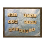 Get Lost Find Yourself Travel Scrabble Large Framed Art Print Poster Wall Decor 18x24 inch