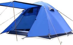 Outdoor Camping Tent Durable and Waterproof, Family Large Tent 4 People, Double Tent with Porch (Color : A)