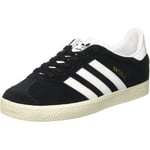 Adidas Originals Gazelle J Black/gold Metallic/white Suede Junior Trainers Shoes