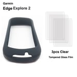 1 étui et 3 films de protection d'écran pour Garmin,compatible avec les modèles Edge 130 plus 520 530 540 830 840 1000 1030 1040 Explore 520 Plus et GPS - Type Explore 2 Glass Film