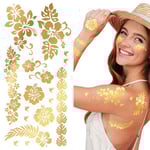 Semi-Permanenta Tatueringar Blommor Guld
