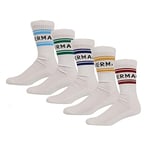 Ben Sherman Mens Sport Socks in White | Mid Calf with branding and Stripe detail in Thick Comfortable Fabric - Multipack of 5