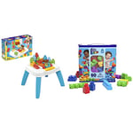 MEGA Bloks Build 'N Tumble Table Building Set With 2 Tumble Features, 23 Big Building Blocks And 1 Block Buddies Figure, Toy Gift Set For Ages 1 And Up & ​ BLOKS Big Building Bag building set
