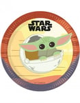 8 stk Papptallerkener med Motiv av Baby Yoda 23 cm - Star Wars: The Mandalorian