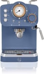 Swan SK22110BLUN Nordic Espresso Coffee Machine with Milk Frother, Steam Blue