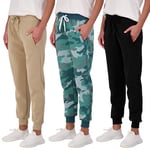 3 Pack: Women’s Fleece Jogger Trousers Sweatpants Tracksuit Running Bottoms French Terry Running Sports Lounge Active Ladies Warm Sweat Jogging Track Pants Casual Athletic Camo Pockets-Set 3, L