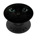 Cute Black with Blue Eyes Cat PopSockets Grip and Stand for Phones and Tablets