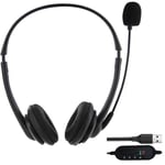 USB Headset with Microphone, USB Wired Stereo Computer Headphone with Mic for Laptop PC, Wired Headset with Volume Controller for Call Center/Office/Conference Calls/Online Course Chat etc