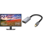 Dell SE2722HX 27 inch Full HD Monitor, 75Hz, VA, 4ms, AMD FreeSync, HDMI, VGA, 3 Year Warranty, Black & BENFEI Mini DisplayPort to HDMI Adapter, Thunderbolt 2 to HDMI Adapter