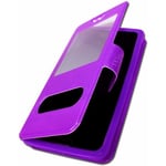 Ulefone Power 3L Extra Slim Purple Folio Case X 2 Windows i ekologiskt kvalitetsläder med magnetisk stängning och sömmar