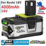 4.0AH For Ryobi P108 One+ Plus Lithium Battery 18V RB18L50 RB18L40 P104 Genuine 