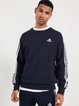 adidas Sportswear Mens Essentials 3 Stripe Sweatshirt - Navy, Navy, Size L, Men