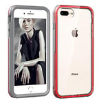 Moonbaby Good 2 in 1 TPU+PC Solid Color Combination Case For iPhone 6/7 / 8(Black) (Color : Grey+Red)