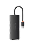 Baseus Lite Series Hub 4in1 USB to 4x USB 3.0 25cm (Black) USB Hub - USB 3.0 - 4 porte - Svart