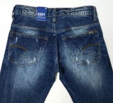 BNWT G Star Mens Jeans 3301 Low Tapered Distressed Indigo Faded W29 L32 RRP £90