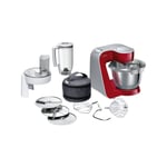 Robot de cuisine Bosch Kitchen machine MUM5 - Rouge foncé/silver - 1000W-7 vitesses+pulse - Bol mélangeur inox 3,9L
