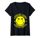Womens Beach Life Happy Wife A Love Summer Time Season V-Neck T-Shirt