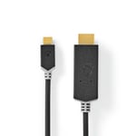 Nedis USB-C™ Adapter | USB 3.2 Gen 1 | USB-C™ Hane | HDMI™ Kontakt | 4K@60Hz | 2.00 m | Rund | Guldplaterad | PVC | Antracit | Låda