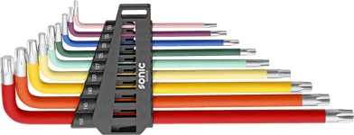 L-Nyckelsats Torx T10-T50 Lång Färgade 9-Delar Sonic