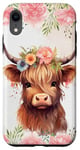 iPhone XR Spring Baby Highland Cow Pastel Watercolor Floral Case Case