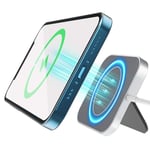 Moko Armor Magnetic Wireless Charger, Wireless Charger Stand 15W Fast Wireless Charging Pad Compatible with Magsafe iPhone 13 12 Pro/Pro Max/Mini AirPods 3/2/Pro Foldable Kickstand - Square