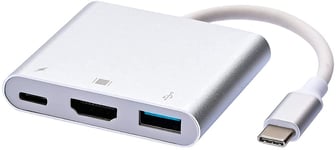 USB C to HDMI Multiport Adapter 4K, Rain smaller USB 3.0 Port and USB-C Charging Port , Type-C Charging Port Digital Converter USB C Hub for MacBook/ Chromebook Pixel and More Type C Laptops