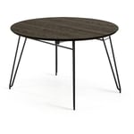 Table ronde extensible Milian placage en frêne et pieds en acier noir ø 120 (200) cm - Kave Home