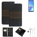 Wallet Case + headphones for Oppo A33 Protective Cover Brown