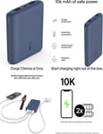 Belkin 10000mAh Portable Power Bank, 10K Usb-C Charger With 1 Blue 