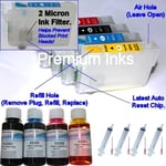 REFILLABLE CARTRIDGES + 400ML INK EPSON WORKFORCE WF 2010W 2510WF 2520NF NON OEM