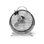 Ex-Pro 25cm / 9 Inch 20W Retro Metal Desk Fan with 2 Speeds, On/Off Switch, Integrated Handle and Non Slip Feet for Home and Office - Chrome Silver