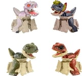 Mattel Jurassic World Éclosions Cachées Coffret de 4 figurines avec transformation d’œuf de dinosaure en 8 étapes, jouets 2 en 1 HTP69
