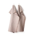 Axlings Linne Handduk Schack brun 2-pack